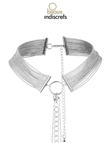 Collier en chainettes métalliques argentées