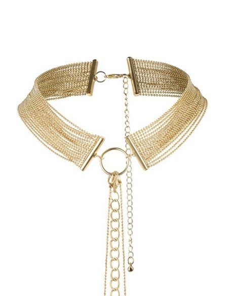 Collier en chainettes métalliques dorées Collier en chainettes métalliques dorées