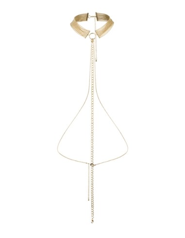 Collier en chainettes métalliques dorées