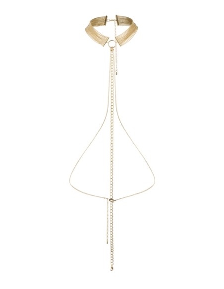 Collier en chainettes métalliques dorées Collier en chainettes métalliques dorées