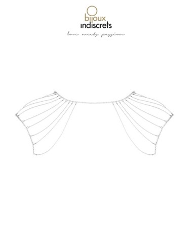 Bijoux d'épaules et de dos en chainettes métalliques argentées