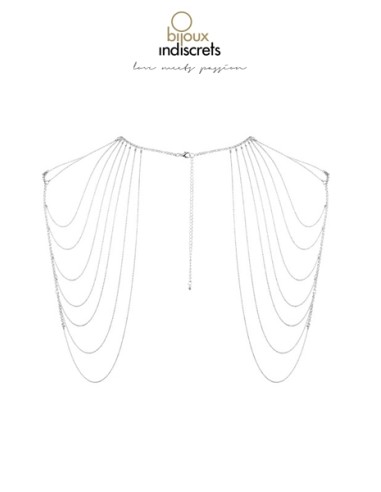 Bijoux d'épaules et de dos en chainettes métalliques argentées