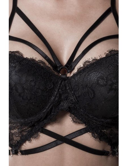 Ensemble lingerie dentelle harnais 3 pièces - Grey Velvet