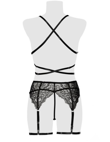 Ensemble lingerie dentelle harnais 3 pièces - Grey Velvet