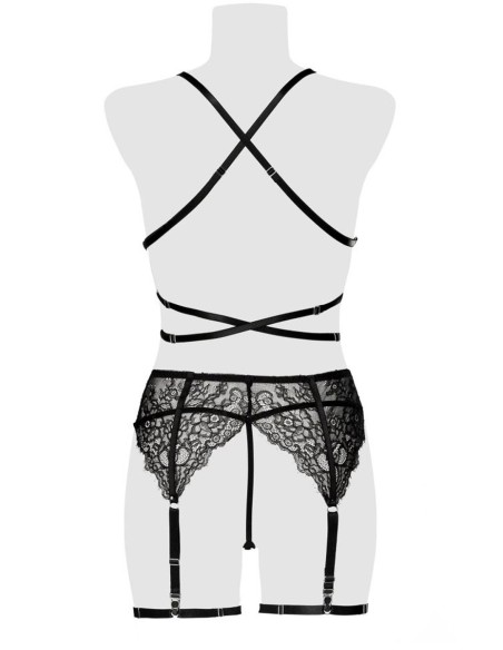 Ensemble lingerie dentelle harnais 3 pièces - Grey Velvet