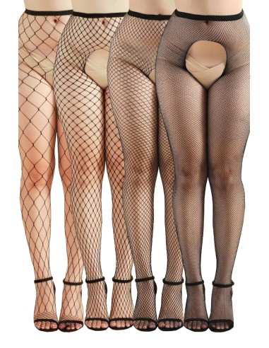 Pack 4 collants ouverts résille